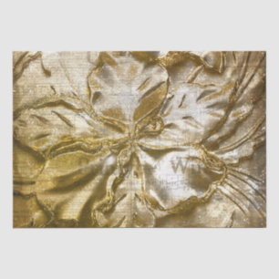 Papel De Seda Motivo Floral Dorado Vintage con Relieve sobre Bri