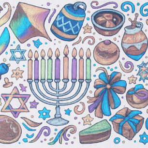 Papel De Seda Motivos Divertidos de Hanukkah