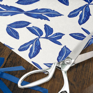 Papel De Seda Moto de hoja de cerámica azul y blanca - Regalos /