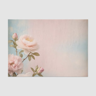 Papel De Seda Moto floral suave pastel sobre fondo rosado