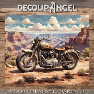 Papel De Seda Motocicleta vintage estacionada en el Gran Cañón #