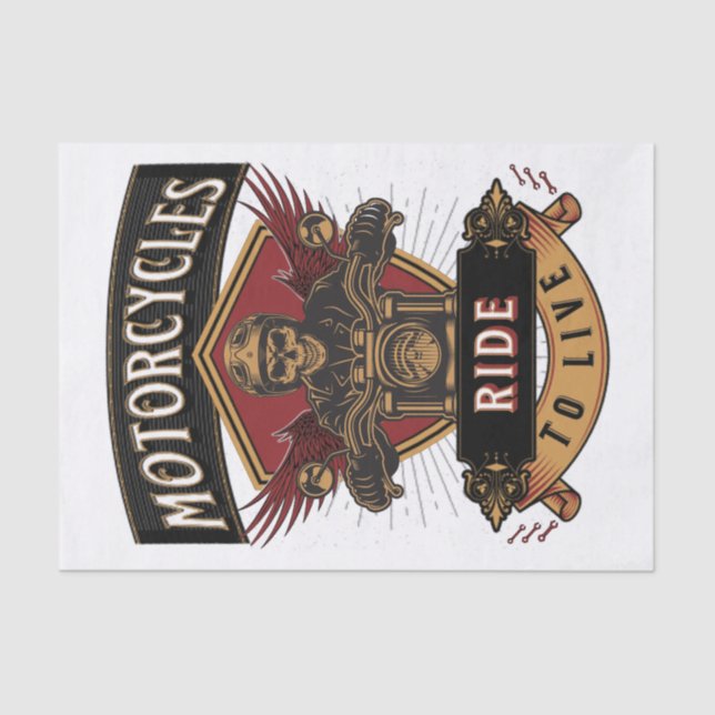 Papel De Seda Motocicletas Skull Ride Para Vivir (Anverso)