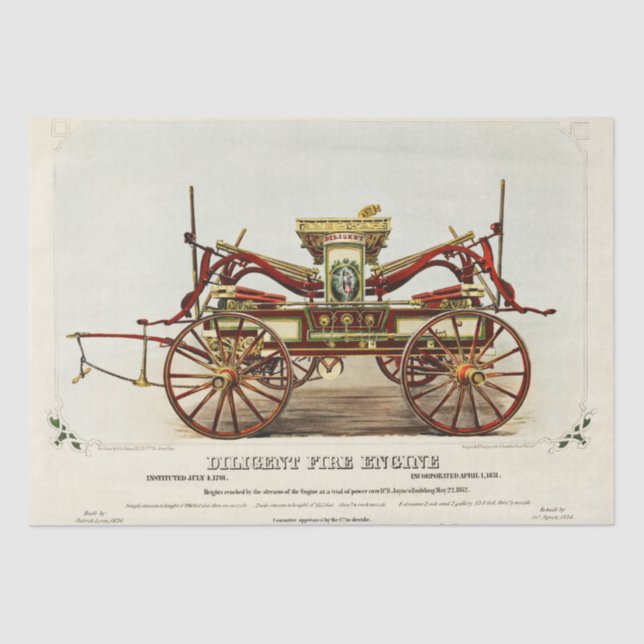 Papel De Seda Motor de fuego Diligente, 1852, restaurado, desaco (Anverso)