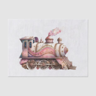 Papel De Seda Motor de tren rosa Vintage Steampunk Style