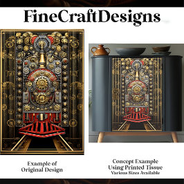 Papel De Seda Motor de Tren Steampunk Victoriano G8 Decoupage