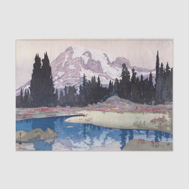 Papel De Seda Mount Rainier, Hiroshi Yoshida, Woodcut (Anverso)