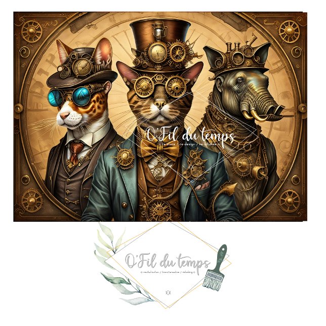 Papel De Seda Mousseline Animal trio Steampunk Hat Tissue paper (Subido por el creador)