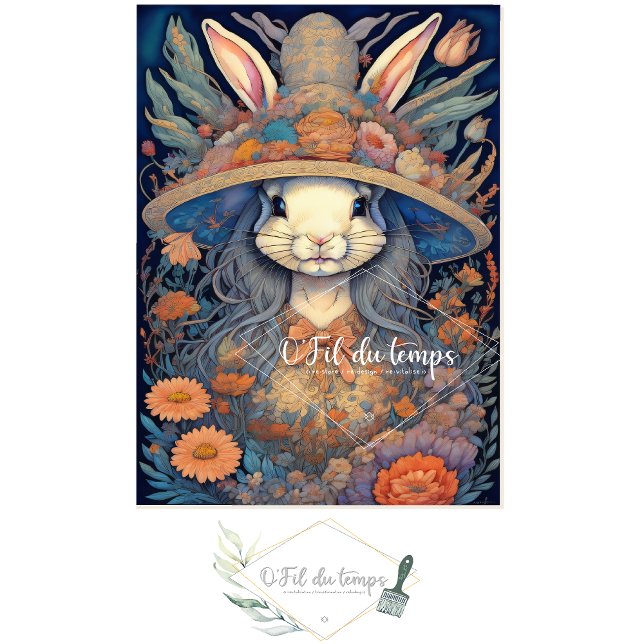 Papel De Seda Mousseline Cute Bunny Flower hat V4 Tissue paper (Subido por el creador)