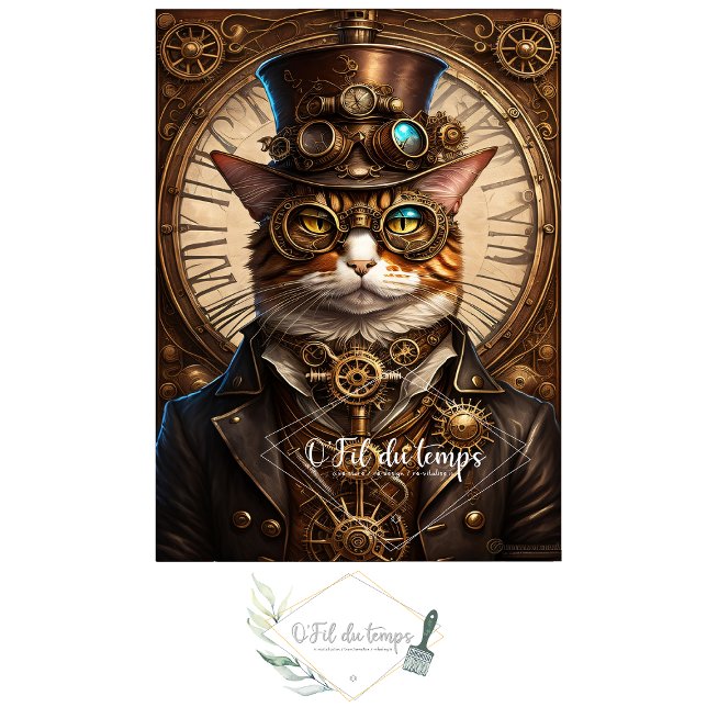 Papel De Seda Mousseline Cute Cat Steampunk Hat Tissue paper (Subido por el creador)