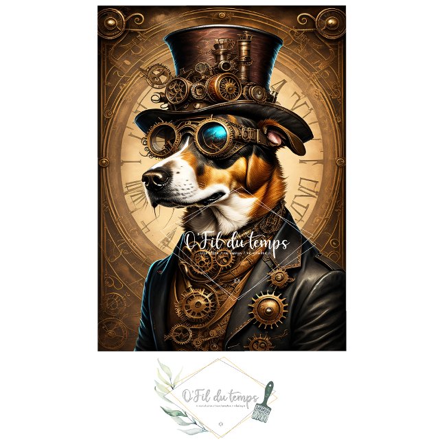 Papel De Seda Mousseline Cute Dog Steampunk Hat Tissue paper (Subido por el creador)