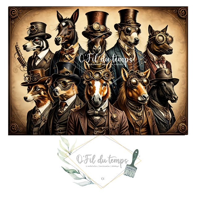 Papel De Seda Mousseline Dog Family Steampunk Hat Tissue paper (Subido por el creador)