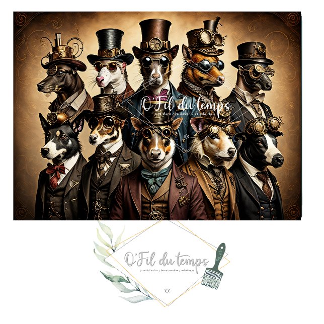 Papel De Seda Mousseline Dogs Steampunk Hat Tissue paper (Subido por el creador)