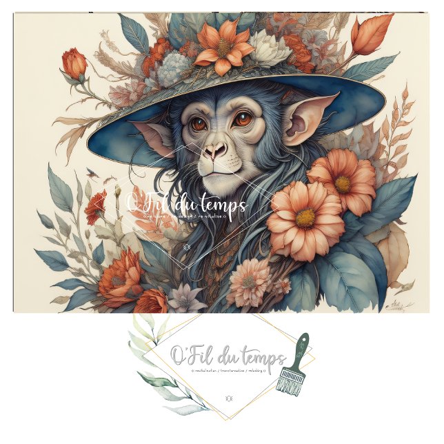 Papel De Seda Mousseline Flower Hat  cute chimp v12 Tissue paper (Subido por el creador)