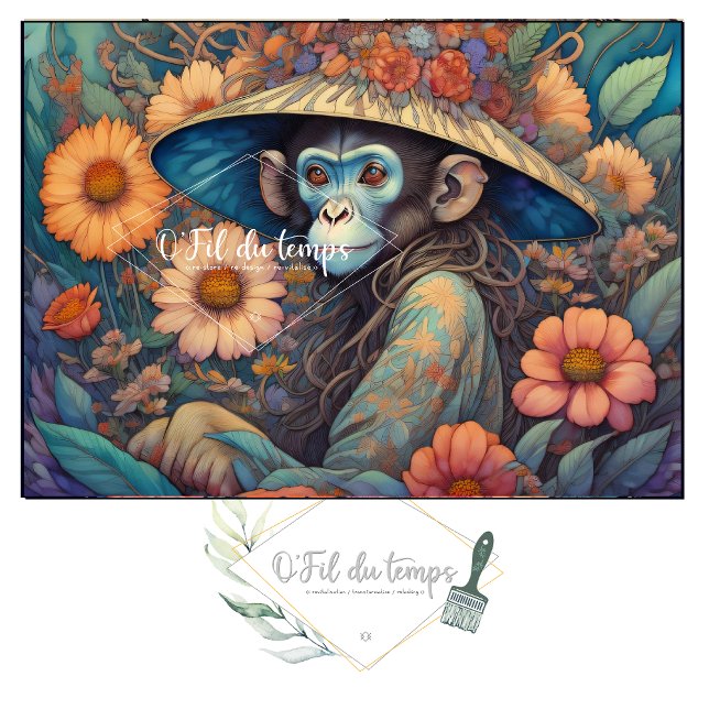 Papel De Seda Mousseline Flower Hat  cute chimp v13 Tissue paper (Subido por el creador)
