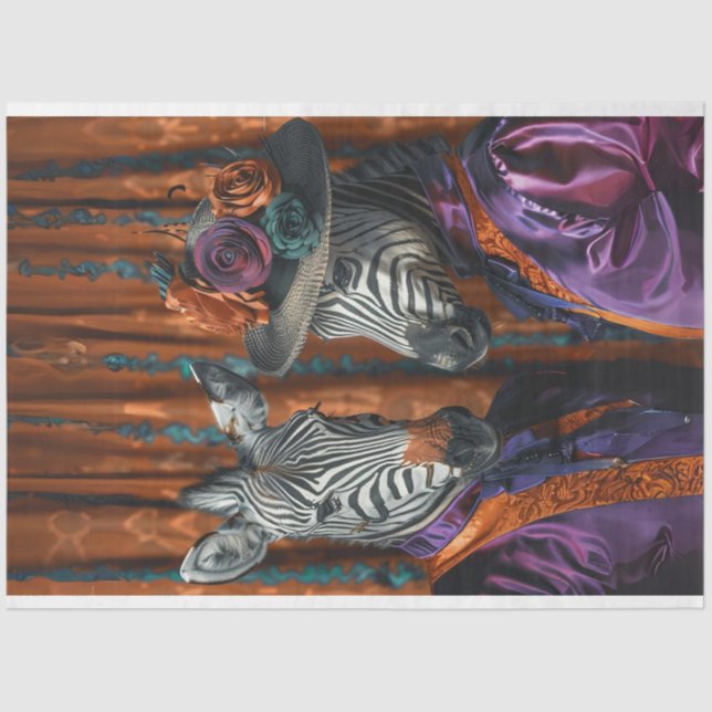 Papel De Seda Mr & Mrs Zebra Purple Colored Decoupage (Anverso)