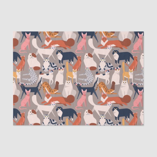 Papel De Seda Muchos gatos - Amante del gato (Anverso)
