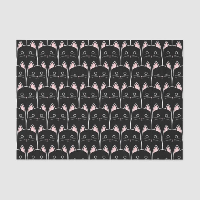 Papel De Seda Muchos patrones de gatos negros (Anverso)