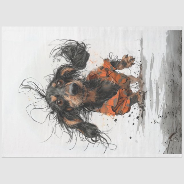 Papel De Seda Muddy Melody Dachshund Decoupage (Anverso)