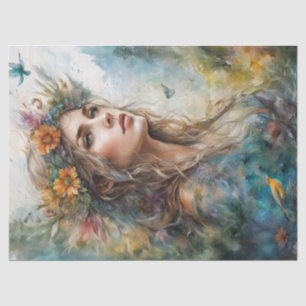 Papel De Seda Mueble decoupage con hermoso retrato de mujer