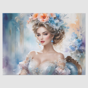Papel De Seda Mueble decoupage con hermoso retrato de mujer