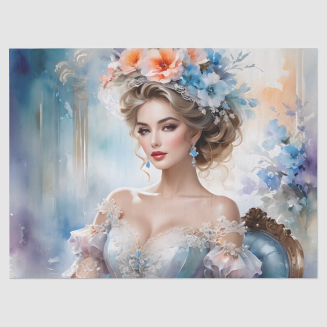 Papel De Seda Mueble decoupage con hermoso retrato de mujer (Anverso)