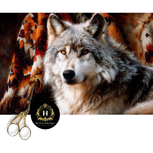 Papel De Seda Muebles con Decoupage de Retrato de Lobo Gris