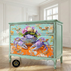 Papel De Seda Muebles de cangrejo costero caprichoso Decoupage