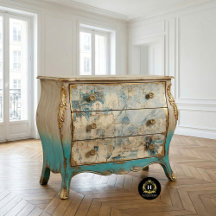 Muebles de decoupage con textura floral rústica vi