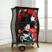 Muebles de decoupage de retrato de mujer gótica