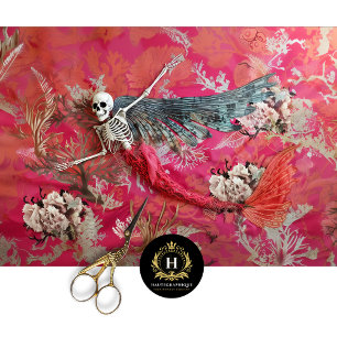 Papel De Seda Muebles de Esqueleto Macabro Decoupage