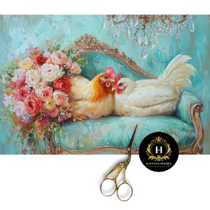 Papel De Seda Muebles de Gallina de Granja Romántica Decoupage