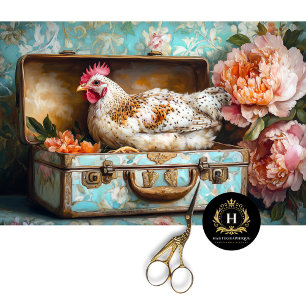 Papel De Seda Muebles decoupage con flores de pollo vintage