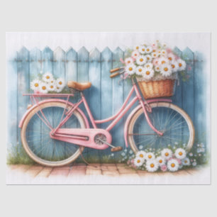 Papel De Seda Muebles Decoupage de Bicicleta Vintage y Margarita