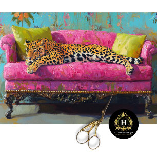 Papel De Seda Muebles Decoupage de Gato Leopardo