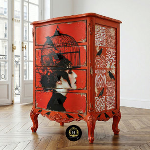 Papel De Seda Muebles decoupage Mujer Cuervo Gótico