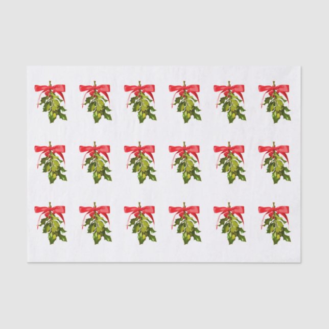 Papel De Seda Muérdago de las Felices Navidad (Anverso)