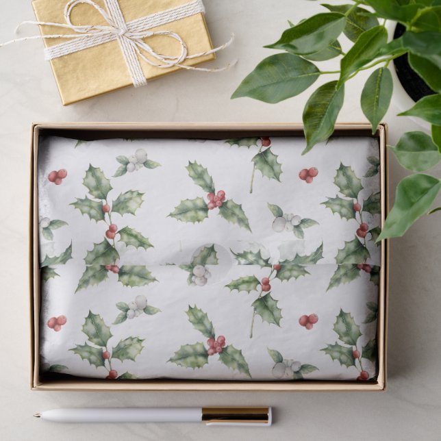 Papel De Seda Muérdago y acebo de Navidad (Regalo )
