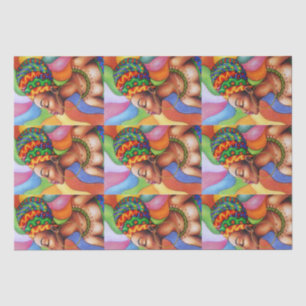 Papel De Seda Mujer africana con tejidos tradicionales de cera