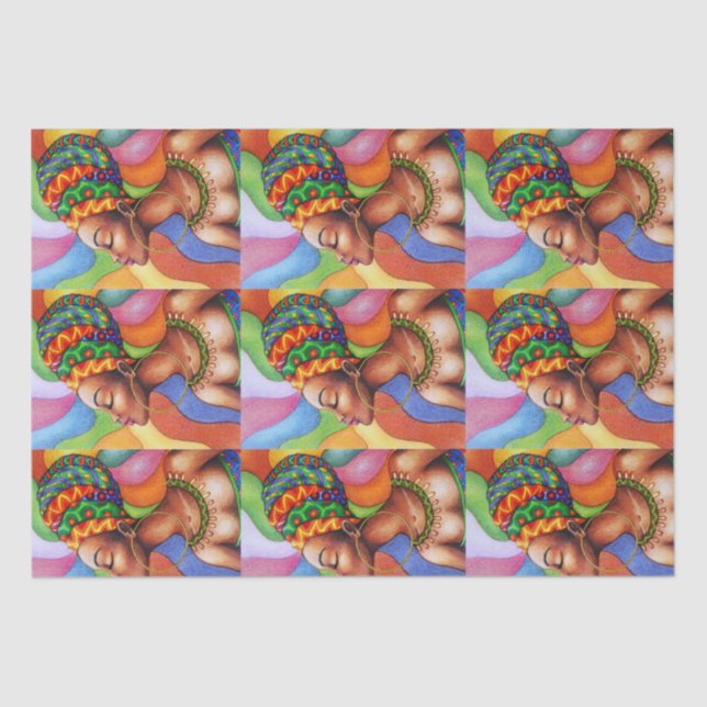 Papel De Seda Mujer africana con tejidos tradicionales de cera (Anverso)