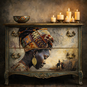 Papel De Seda Mujer Africana Entorno Rural Decoupage Cálido