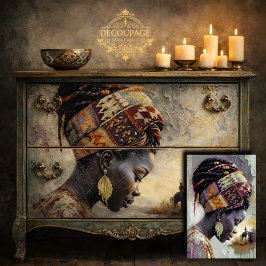 Papel De Seda Mujer Africana Entorno Rural Decoupage Cálido
