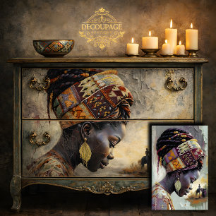 Papel De Seda Mujer Africana Entorno Rural Decoupage Cálido