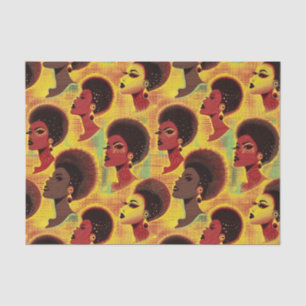 Papel De Seda Mujer Africana Étnica Elegante con Patrón en Color