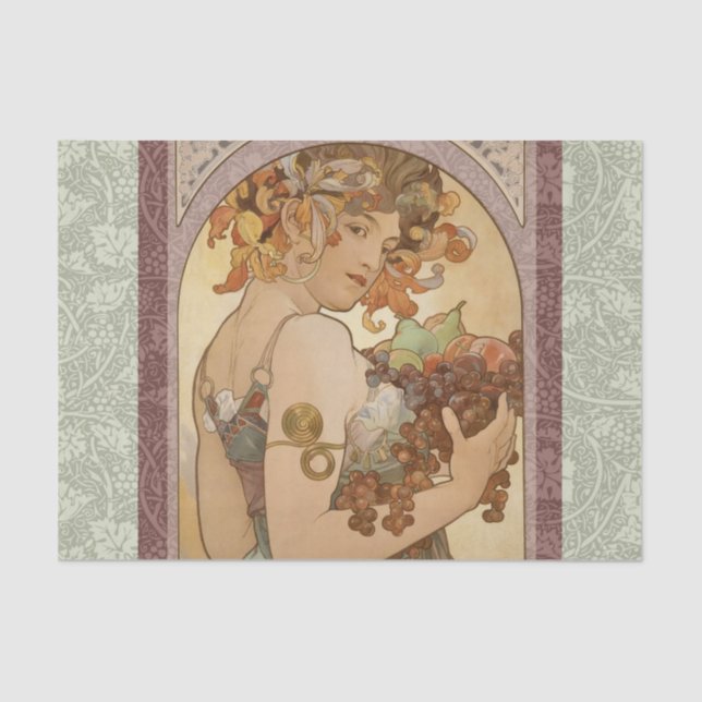 Papel De Seda Mujer Art Nouveau Mucha Hermosa (Anverso)