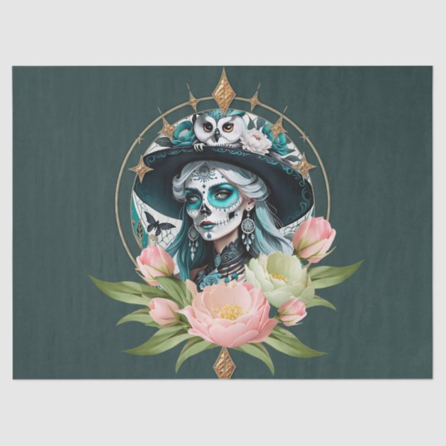 Papel De Seda Mujer asombrosa con un impresionante maquillaje de (Anverso)