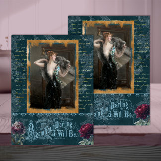Papel De Seda Mujer Belle Époque en decoupage azul teal profundo