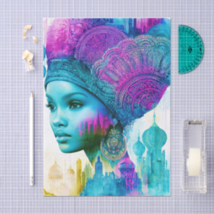 Papel De Seda Mujer Bohemia Moderna Collage FT2L Decoupage