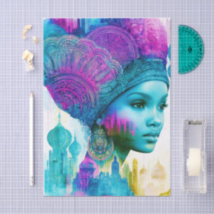 Papel De Seda Mujer Bohemia Moderna Collage FT2R Decoupage