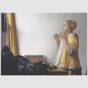 Papel De Seda Mujer con collar de perla, Johannes Vermeer