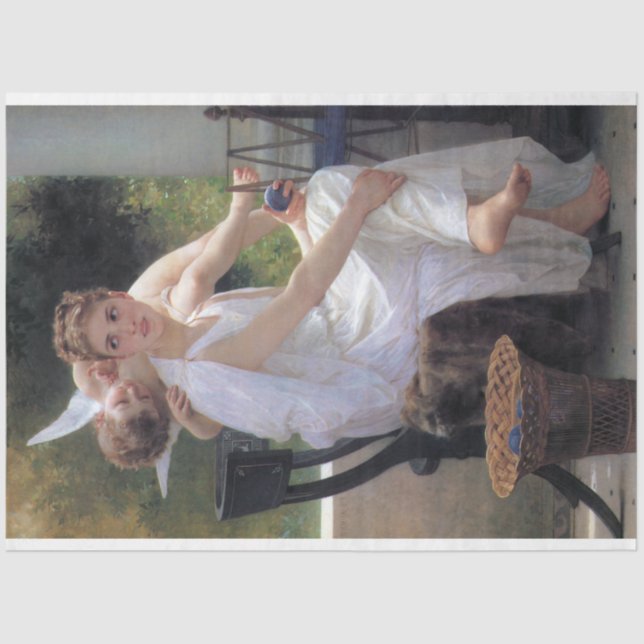 Papel De Seda Mujer con Cupido, Bouguereau (Anverso)